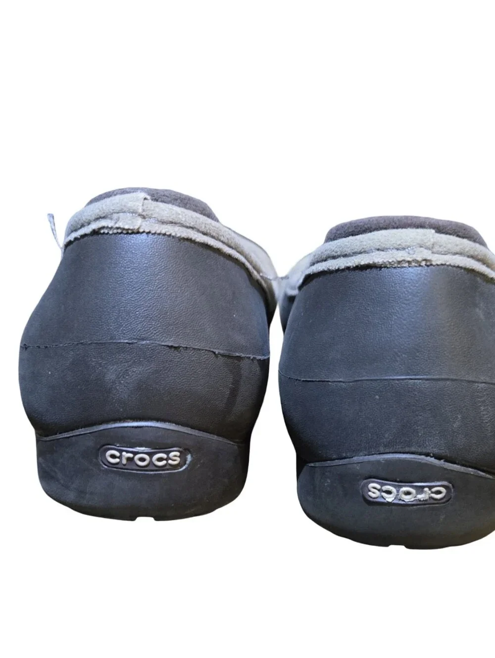 CROCS Women's Charcoal Gray Ballet Flats with Light Trim Slip On Balletcore